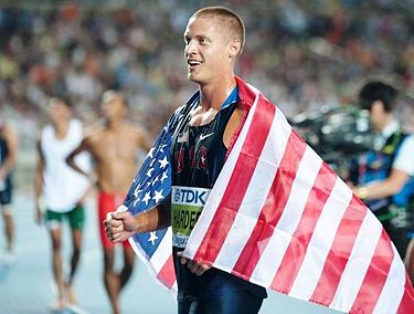 Trey Hardee celebrating in Daegu Trey Hardee Daegu 2011.jpg