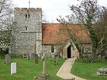 St Mary's Church, Turville, stands in for the fictional 'Parish Church of St Barnabus' Turville, St Mary.jpg