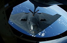 A 121st Air Refueling Wing KC-135 refueling a B-2 Spirit Stealth Bomber US Air Force 071120-F-0561K-099 Keeping Spirits up.jpg