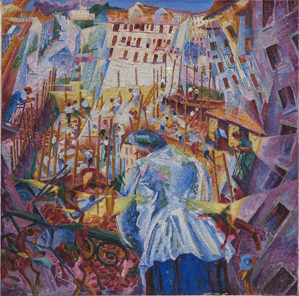 Umberto Boccioni, 1911, The Street Enters the House, oil on canvas, 100 x 100.6 cm, Sprengel Museum.jpg