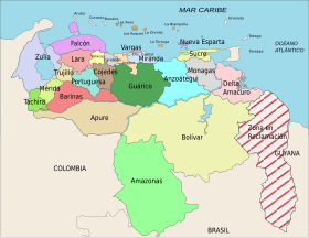 venezuela karta Savezne države Venezuele – Wikipedija venezuela karta