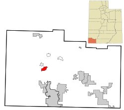 Location in Washington County and the state of Utah