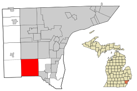 Wayne County Michigan Incorporated and Unincorporated areas Huron Charter Township highlighted.svg