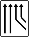 Zeichen 550-23 Zusammenführungstafel – an durchgehender Strecke – zweistreifig plus 2 Fahrstreifen von rechts; neues Zeichen