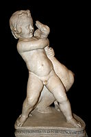 Statue of the "Child strangling the goose" of the Capitoline Museums in Rome