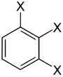 1,2,3-tri-X-benzene. Svg