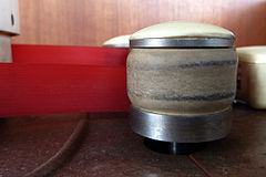 A close up of the Tefifon's tape medium.