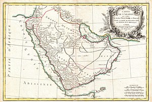خريطة فرنسيَّة لِشبه الجزيرة العربيَّة تعود لِسنة 1771م