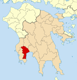 Mapa okresů v kraji Peloponés