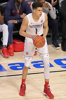 Porter at the 2017 McDonald's All-American Boys Game 20170329 MCDAAG Michael Porter Jr. with the ball.jpg