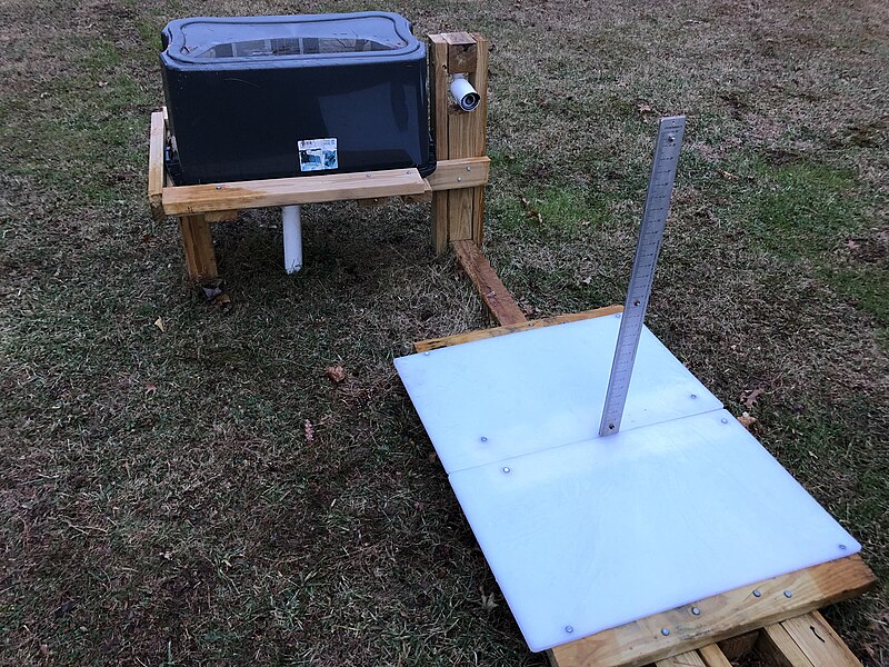 File:2022-12-10 16 30 02 A snowboard with a web camera in a yard along Aquetong Lane in the Mountainview section of Ewing Township, Mercer County, New Jersey.jpg