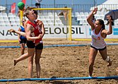 Deutsch: Beachhandball Weltmeisterschaften 2022; Tag 4: 24. Juli 2022 – Frauen, Halbfinale, Niederlande-Deutschland 0:2 (14:23, 14:26) English: 2022 Beach handball World Championships; Day 4: 24 July – Women Main Round – Netherlands-Germany 0:2 (14:23, 14:26)