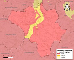 Carte des zones d'aléa retrait-gonflement des sols argileux d'Astaffort.