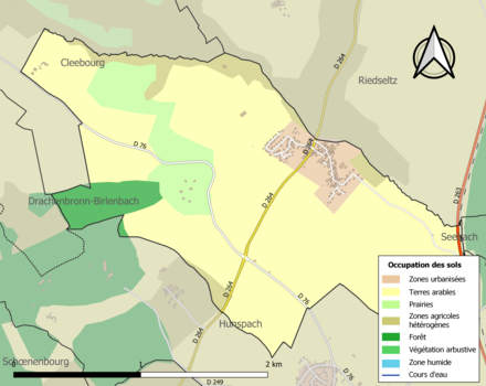 Carte en couleurs présentant l'occupation des sols.