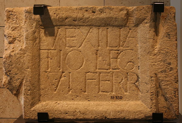 Legionary inscription: "VEXILLA TIO LEG VI FERR" ("Detachment of Legion VI Ferrata"), Hecht Museum, Haifa, Israel