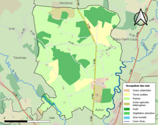 Carte en couleurs présentant l'occupation des sols.