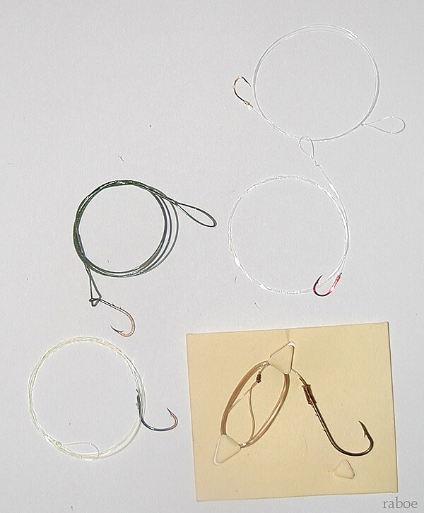 Fishing line with hooks attached