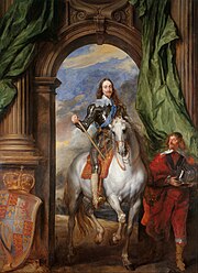 Charles I, whose policies caused instability throughout his three kingdoms Anthony van Dyck - Charles I (1600-49) with M. de St Antoine - Google Art Project.jpg