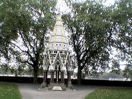 Buxton Memorial Fountain, celebrating the emancipation of slaves in the British Empire in 1834, in Victoria Tower Gardens, Millbank, Westminster, London