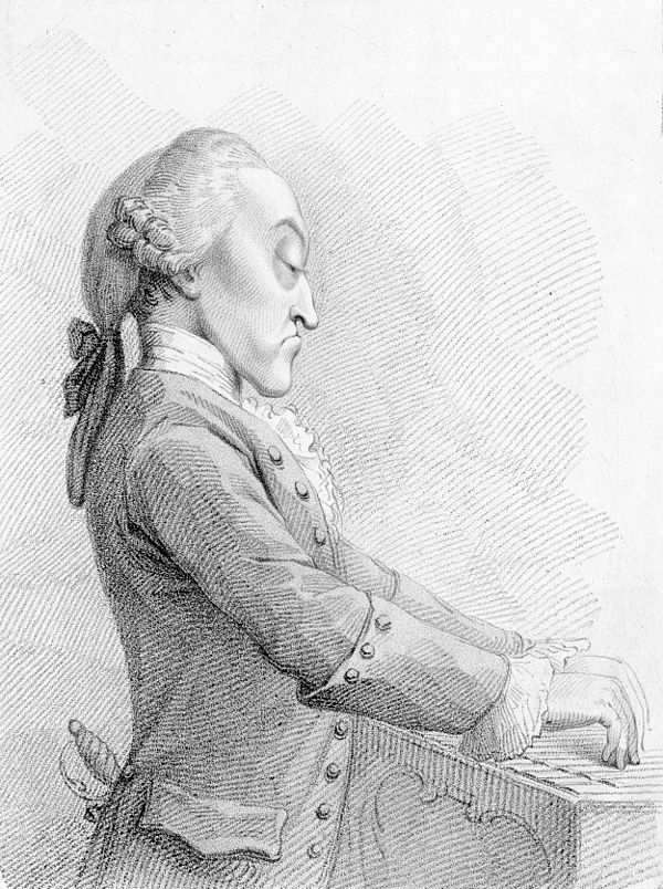 A lithography caricature of Thomas Arne