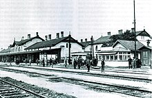 Der alte Wörgler Bahnhof vor der Zerstörung im Zweiten Weltkrieg