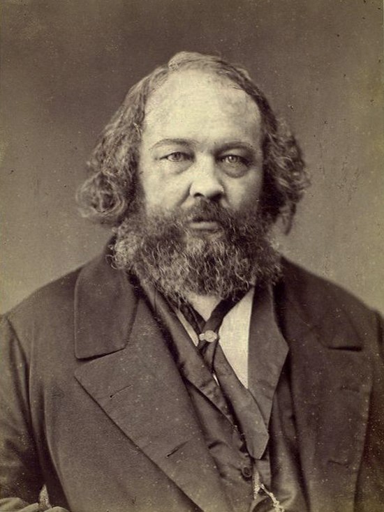 Mikhail Bakunin, the leader of the anti-authoritarian faction of the IWA, who argued that his collectivist anarchism was an extension of Proudhonian m