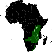 Karte des Verbreitungsgebiets, vergleiche Text
