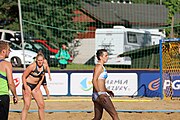 Deutsch: Beachhandball Europameisterschaften 2019 (Beach handball Euro); Tag 4: 5. Juli 2019 – Frauen, Viertelfinale, Niederlande-Griechenland 2:1 (25:12, 18:24, 7:6) English: Beach handball Euro; Day 4: 5 July 2019 – Quarter Final Women – Netherlands-Greece 2:1 (25:12, 18:24, 7:6)