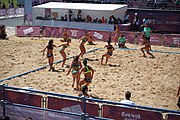 Deutsch: Beachhandball bei den Olympischen Jugendspielen 2018; Tag 4, 10. Oktober 2018; Mädchen, Vorrunde, Gruppe A - Ungarn-Chinese Taipei (Taiwan) 2:0 English: Beach handball at the 2018 Summer Youth Olympics at 10 October 2018 – Girls Preliminary Round Group A‎ – Hungary-Chinese Taipei 2:0