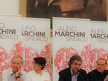 Guido Bertolaso, Alfio Marchini, and Silvio Berlusconi in 2016 Bertolaso-Marchini-Berlusconi.jpg