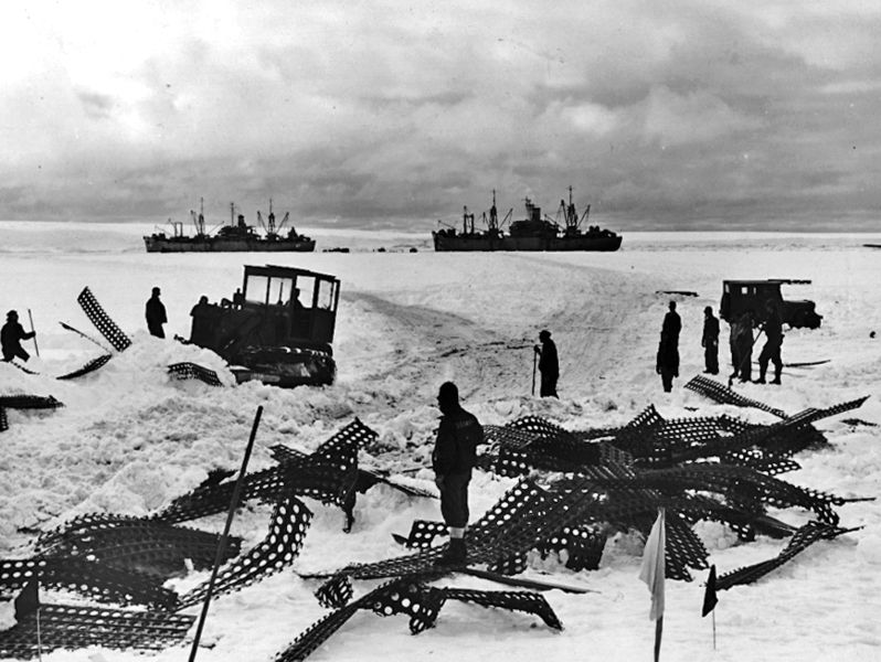 File:Bulldozer clears path during Operation Highjump c1947.jpg