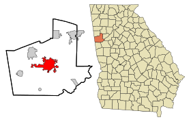 Carroll County Georgia Incorporated and Unincorporated areas Carrollton Highlighted.svg