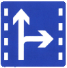 Lane for proceed straight and turn right