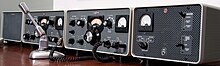 Collins S-Line, featuring separate power supply, receiver, transmitter, and speaker console, circa 1960s. Collins S3 Line FSc 090326.jpg