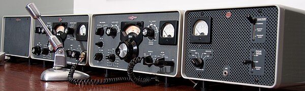 Collins S/Line – 516F-2 power supply, 75S-3B receiver, 32S-3 transmitter, 312B-4 console, SM-1 microphone, circa 1969