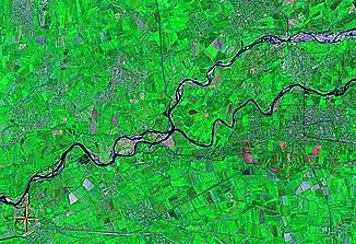Satellite image showing the confluence of the two headwaters of the Syr Darya