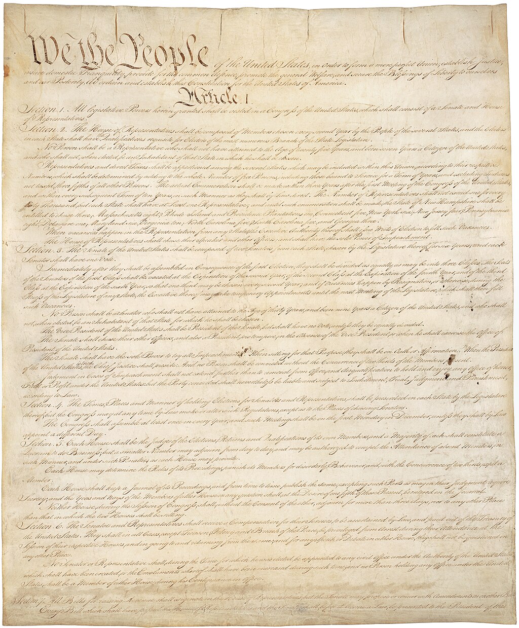 Constitution of the United States, page 1