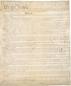 Page one of the original copy of the Constitution