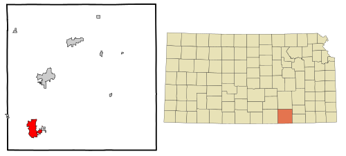 Location within Cowley County and Kansas