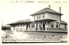 Cranberry Portage railway station circa 1910 Cranberry Portage railway station MG259-PRS-169-p1.jpg