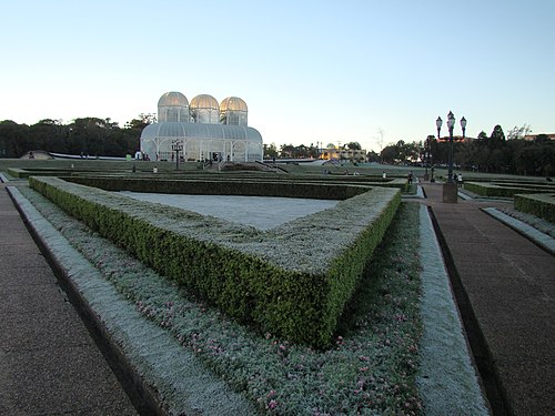 Curitiba (Southern Brazil) is the coldest of Brazil's state capitals; the greenhouse of the Botanical Garden of Curitiba protects sensitive plants.