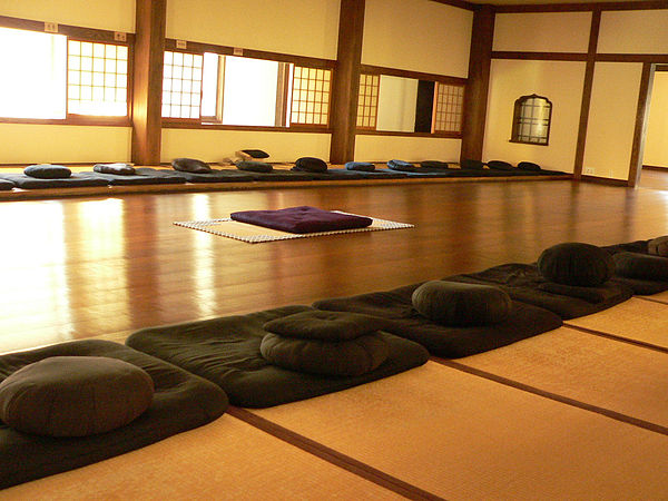 The meditation hall (Jp. zendō, Ch. chántáng) of Dai Bosatsu Zendo Kongo-Ji