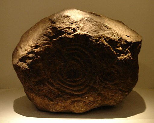 Decorated stone from Loughcrew, Co Meath (2500-1700 BC) in the National Museum Dublin