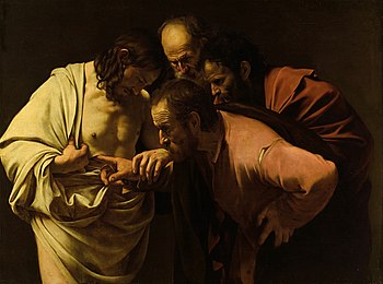 Der ungläubige Thomas - Michelangelo Merisi, named Caravaggio.jpg