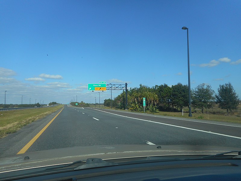 File:EB FL 570; Exit 23; Pace Road, Exit Only.jpg
