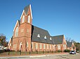 L'église Presbyterienne d'Eufaula, en Alabama. Construite dans le style gothique victorien en 1869, elle avait à l'origine un toit polychrome orné d'une crête métallique tout au long de son faîtage.