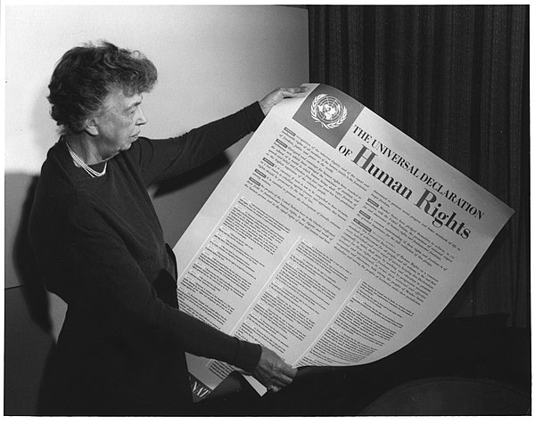 Eleanor Roosevelt and the Universal Declaration of Human Rights (1948)—Article 19 states that "Everyone has the right to freedom of opinion and expres