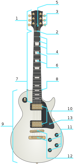 Labelled Diagram of a Les Paul Electric Guitar