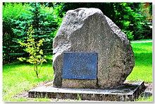 Memorial stone of Rudolf Virchow in his hometown Świdwin, now in Poland