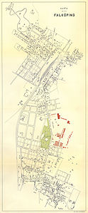 Falköping 1902 med uställningsområdet 1910. 58,7 Mpx 37,39 Mbyte